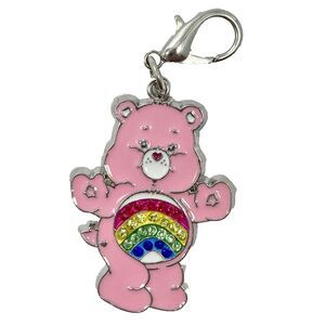 Care Bears Cheer Bear Pink Clip On Charm Rainbow Belly Enamel Zipper Pull Bag